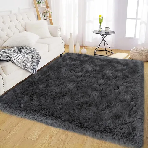 Vista 94 de Latepis - Alfombra rectangular de piel sintética tipo lana de oveja suave y esponjosa de estilo bohemio para sala de estar, dormitorio y residencias