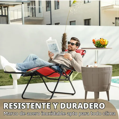 Vista 8 de Devoko Silla de gravedad cero para patio, sillas reclinables ajustables Rojo