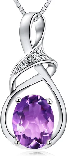 Vista 8 de Joyería fina con piedra natal para mujer, piedra preciosa natural, topacio amatista, ópalo, granate, peridoto y citrino, plata de ley, collar