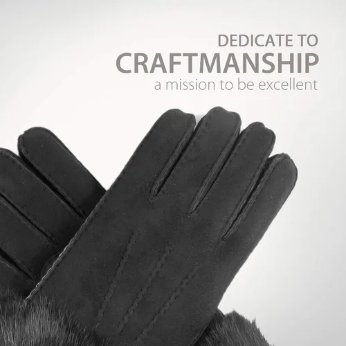 Vista 4 de YISEVEN Guantes de piel de oveja merino para mujer