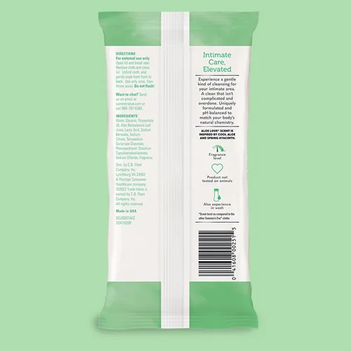 Vista 7 de Summer's Eve Toallitas femeninas, Aloe Love, toallitas vaginales con fórmula de agua micelar suave con pH equilibrado, cuidado femenino para ayudar