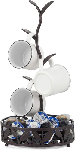 Vista 7 de ALLCENER Soporte para Tazas, Árbol de Tazas para Encimera, Organizador de Barra de Café y Té, Accesorio para Barra de Café y Organizador de Cocina