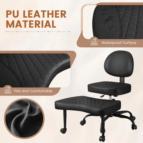 Vista 6 de Silla ergonómica de oficina con patas cruzadas con ruedas, sillas de meditación de altura ajustable para TDAH, yoga y trabajo de escritorio, asiento