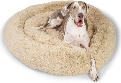 Vista 97 de Best Friends by Sheri - The Original Calming Donut - Cama calmante en forma de dona para perros y gatos - Pelo largo, azul bebé, M, 30 x 30 pulgadas