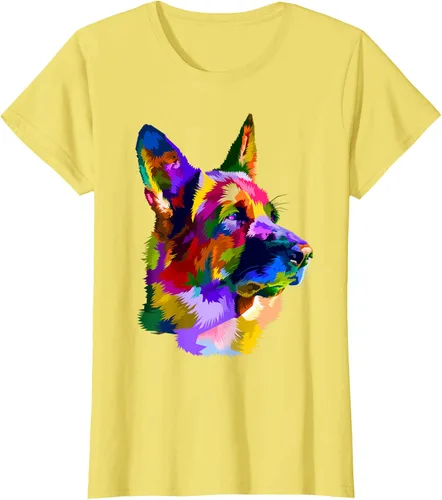 Vista 79 de Camiseta con retrato de pastor alemán para dueños de perros, Negro, S