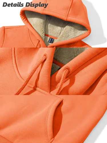 Vista 33 de MAGCOMSEN Sudaderas con capucha para mujer, con forro de sherpa, de vellón, para invierno, cálido, pesado, de algodón, con bolsillo