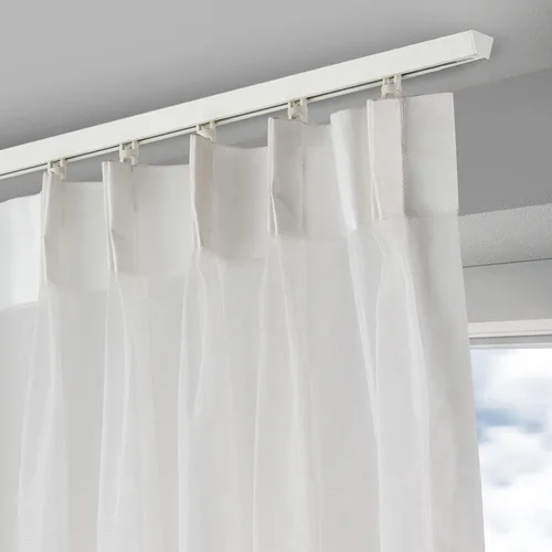 Vista 2 de WDJBPSH Riel de cortina de techo de aluminio, riel divisor blanco en forma de V con ganchos de acero inoxidable, sala de estar/dormitorio/ducha
