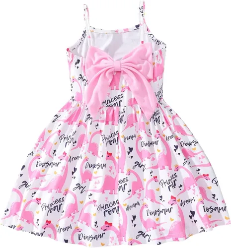 Vista 12 de Vestido de verano para niños pequeños, con tirantes delgados, sin espalda, con lazo, para cumpleaños, playa, vestido de playa A-Butterfly