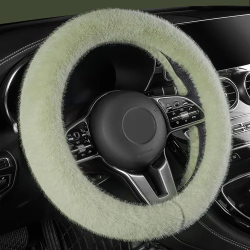 Vista 11 de LACDL Fundas mullidas de invierno para volante de automóvil, para mujer, cálida y bonita funda para volante de automóvil para sedán, SUV, súper Negro