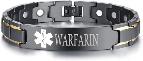 Vista 13 de XUANPAI Pulseras de alerta médica para hombres y mujeres con grabado gratuito ajustable de acero inoxidable para emergencias médicas