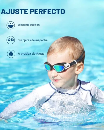 Vista 4 de ZIONOR Gafas de natación para niños, G1 MINI con protección UV, polarizadas, antivaho, para edades de 6 a 14 años Glare-Reducing Polarized Lenses