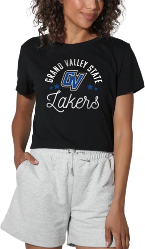 Vista 47 de Colección oficial de camisetas con diseño de mascota desgastada para mujer, color negro Grizzlies del estado de Adams