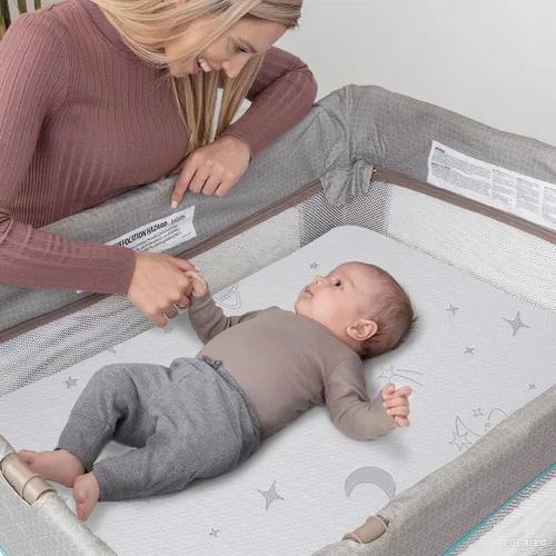 Vista 2 de Pack and Play - Protector de colchón de 38 x 26 x 3 pulgadas, doble cara Pack n Play con funda suave, transpirable y lavable
