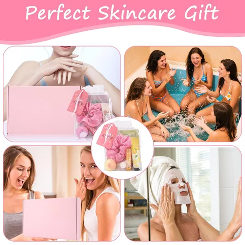 Vista 6 de 60 piezas de suministros de fiesta de spa para niñas, incluyen máscaras faciales, máscara labial, parches debajo de los ojos, bálsamo labial, bombas