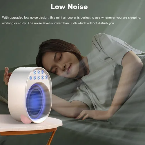 Vista 3 de Aire acondicionado portátil, enfriador de aire personal, ventilador de aire acondicionado evaporativo recargable por USB, ventilador