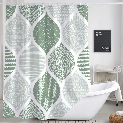 Vista 25 de JAWO - Cortina de ducha negra y blanca para cámper RV para baño de remolque de viaje, juego de cortinas de ducha de tela pequeñas, estrechas