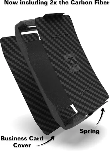 Vista 3 de AKEENI XSTO - Cartera de fibra de carbono Función completa minimalista de metal, hecha en Estados Unidos para hombres y mujeres, aluminio y fibra