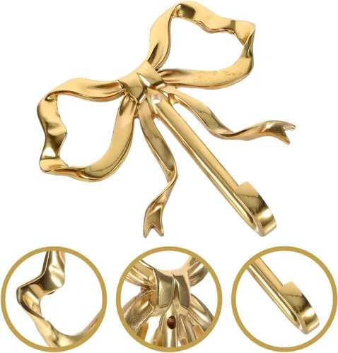 Vista 5 de Zerodeko Decoración de lazo dorado, ganchos de lazo para pared, dormitorio, abrigo, toalla para sombreros, abrigos, toallas y llaves, latón chapado