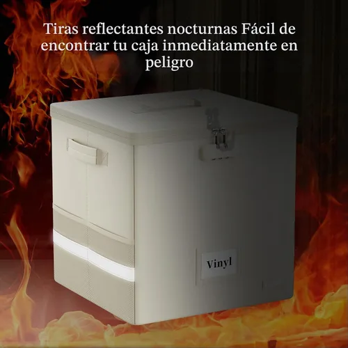 Vista 8 de DocSafe Fireproof Vinyl Record Storage Box with Lock, Beige, 13"x13"x13