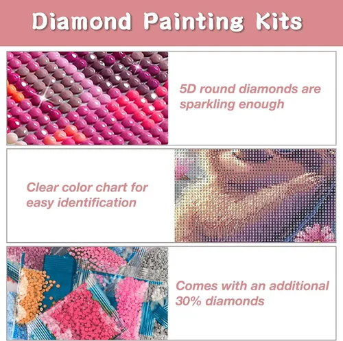 Vista 3 de Kits de pintura de diamantes de perezoso RICUVED para adultos, kits de arte de diamantes de flores 5D para animales para principiantes, kits de arte