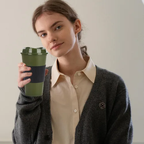 Vista 3 de Paquete de 20 tazas de café reutilizables con tapas, vasos de plástico de 16 onzas, taza de viaje para café helado para adultos y mujeres, bebidas