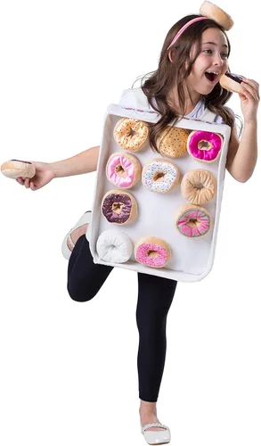 Vista 3 de Dress Up America Disfraz de caja de donas para niños, juego de disfraz de dona, incluye una adorable túnica y diadema
