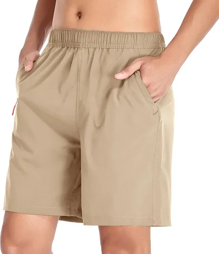 Vista 2 de Selovzz Pantalones cortos de gimnasio para hombre, de secado rápido, para correr, entrenamiento o entrenamiento casual, con bolsillos con cremallera