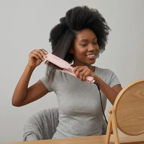 Vista 6 de Rozamor Plancha plana de titanio de 1.7 pulgadas de ancho con calor instantáneo para todo tipo de cabello, plancha plana de doble voltaje