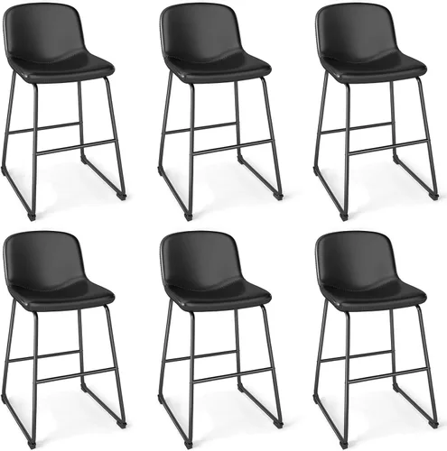 Vista 9 de TAVR Furniture Leathaire - Juego de 2 taburetes de tela con altura de mostrador, sillas de isla sin brazos, con capacidad para hasta 500 libras