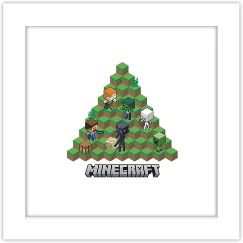 Vista 10 de Trends International Gallery Pops Minecraft - Arte de pared isométrico con insignia de Minecraft, versión enmarcada negra, 12 x 12 pulgadas
