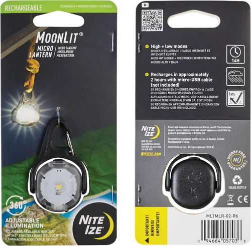 Vista 9 de Nite Ize Moonlit - Linterna micro recargable portátil para accesorios de campamento y equipo de senderismo, cuenta con clip de mosquetón con un