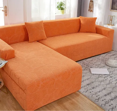 Vista 23 de IMYOGI Fundas de sofá de alta elasticidad con estilo en forma de L, fundas de sofá de color sólido, tela jacquard, lavable a máquina, protector