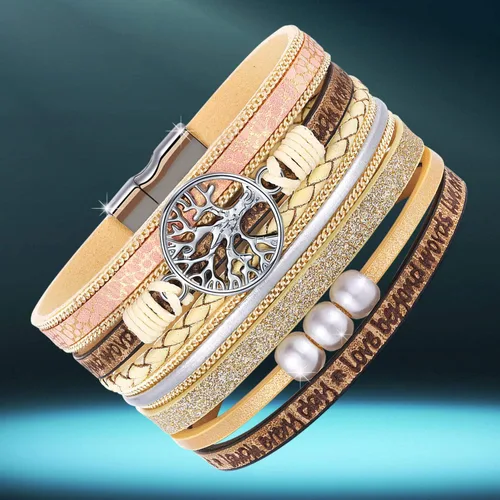 Vista 7 de Pulseras inspiradoras de cuero del árbol de la vida para mujeres, cumpleaños, día de la madre, regalos de joyería para adolescentes y niñas