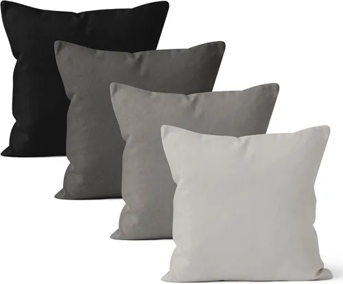 Vista 17 de Encasa XO Juego de 2 fundas de almohada de 12 x 12 pulgadas, color beige, sin rellenos, fundas de almohada de algodón para sala de estar, cama