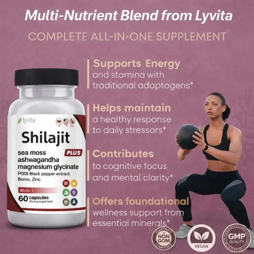 Vista 2 de Shil*JIT Ashwaganda Magnesium Sea Moss Boro Zinc Plus Vegano sin gluten sin OMG Multimineral orgánico puro para hombres y mujeres 120 cápsulas