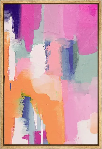 Vista 45 de SIGNFORD Lienzo enmarcado para pared, acuarela pastel, morado, luna, cielo, naturaleza, ilustraciones de área silvestre, arte moderno, vibrante