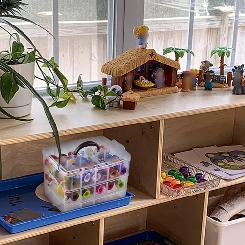 Vista 7 de Estuche Xuerdon compatible con figuras de coleccionista Fisher-Price Little People, organizador de almacenamiento de juguetes para Disney Frozen