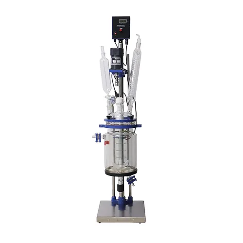 Vista 3 de Reactor de vidrio con doble camisa,Reactor de vidrio de laboratorio 3L con temperatura de pantalla digital,Reactor de vidrio de manto de calefacción