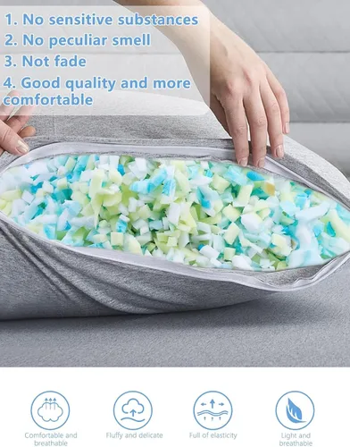 Vista 3 de Relleno de puf de 10 libras, relleno de espuma viscoelástica triturada reutilizable para almohadas y cojines de sofá