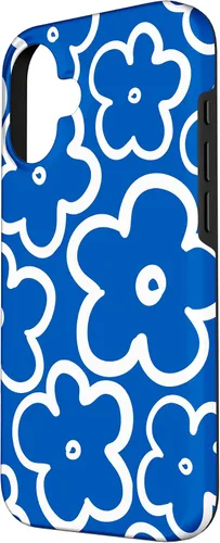 Vista 2 de Funda floral azul y blanca con diseño de flores silvestres para iPhone 16