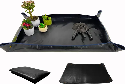 Vista 8 de Tapete de trasplante de plantas de 26.8 x 26.8 pulgadas, impermeable, tapete de trasplante para suculentas, tapete portátil de riego de jardinería