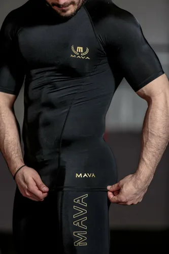 Vista 4 de Mava Sports playera ceñida mangas cortas para hacer ejercicios prenda interior para hombre