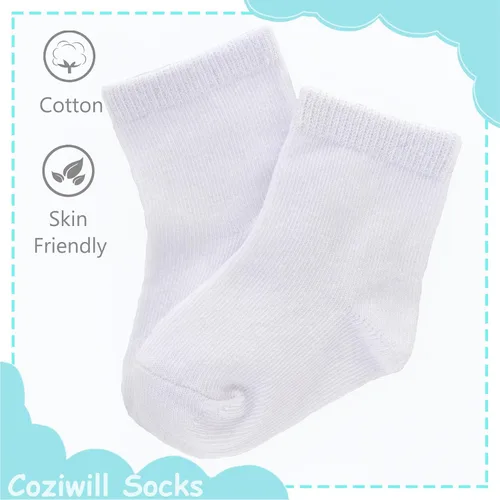 Vista 4 de Calcetines para bebé, calcetines blancos para recién nacidos y bebés, paquete de 15 (0-33-66-12 meses), bautismo y bautizo, niñas y niños