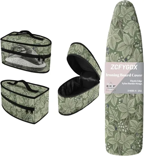 Vista 9 de Juego de funda para tabla de planchar 2 en 1 con correas de nailon y funda de hierro, funda protectora resistente a las manchas de 15 x 48 pulgadas