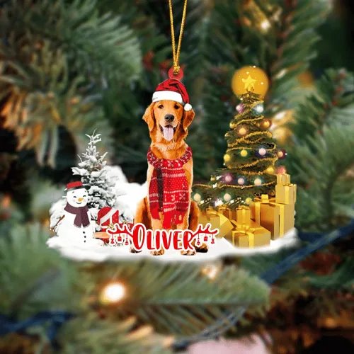 Vista 100 de NAZENTI Adorno personalizado de gato abisinio con árbol de pino, adorno de Navidad personalizado para perros amantes de las mascotas, colgante