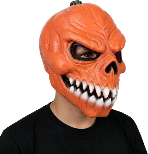 Vista 3 de HOTTERCOS Halloween Scary Pumpkin Head Creepy Jackolantern Latex Mask