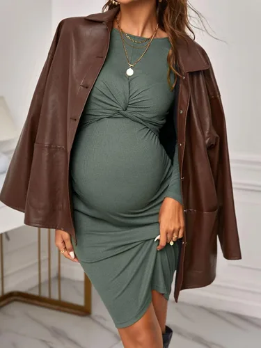 Vista 5 de Verdusa Vestido de maternidad con cuello redondo y manga larga para mujer