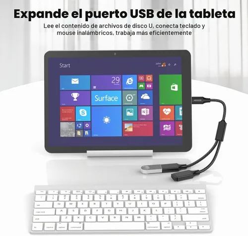 Vista 5 de MOGOOD Cable USB C macho a doble USB hembra tipo A 2.0 OTG Splitter Negro