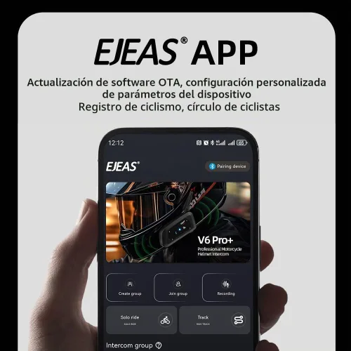 Vista 10 de EJEAS V6 Pro - Auriculares con sistema de comunicación Bluetooth con 3,937.0 ft impermeable/reducción de ruido/llamadas manos libres/música