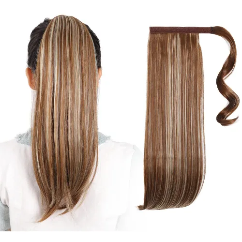 Vista 15 de Extensiones de cabello para cola de caballo, extensión de cola de caballo roja de 16 pulgadas, corta, ondulada, rizada, envolvente, cola de caballo